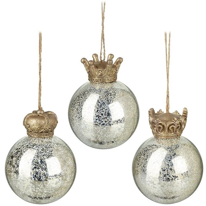 HANGING GLASS CRACKLE BAUBLES, 3ASS