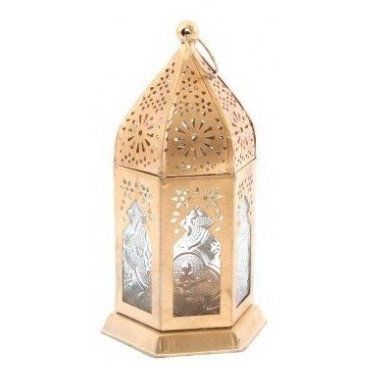 GOLD METAL CAGED LANTERN, 16.5CM