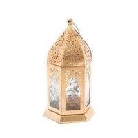 GOLD METAL CAGED LANTERN, 16.5CM