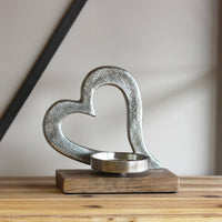 ALUMINIUM HEART T-LIGHT HOLDER, 19CM