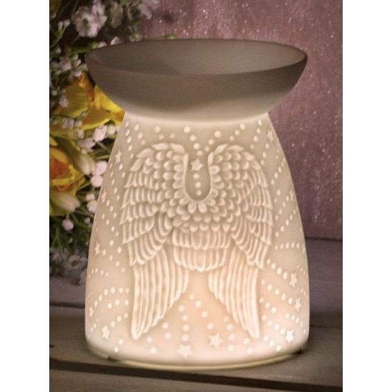 ANGEL WINGS CERAMIC T-LIGHT HOLDER, 15CM