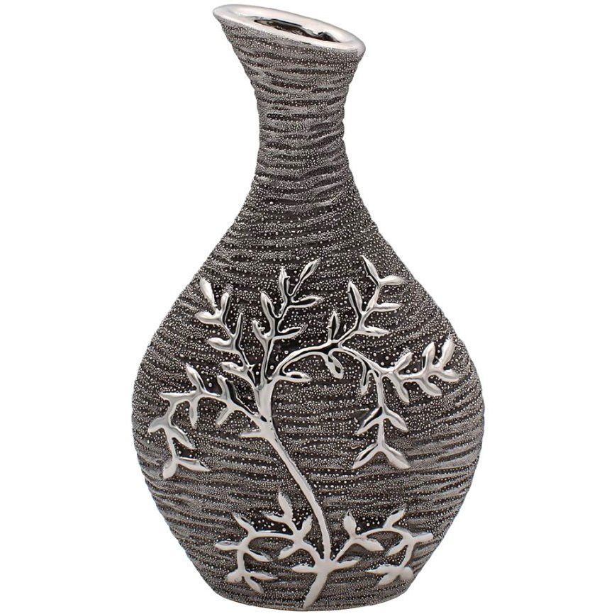 GUNMETAL CLIMBING LEAF VASE, 26CM