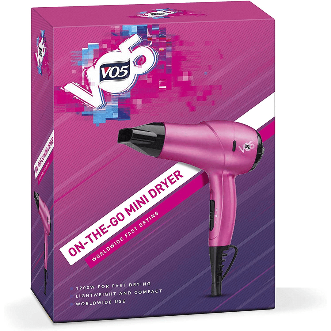 VO5 ON-THE-GO 1200W MINI HAIR DRYER PINK