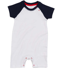 Baby romper Playsuit (Baby Bugz)White/navy Marl-3-6m