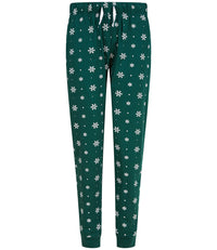 Ladies Lounge Pants-Navy/White snow flakes