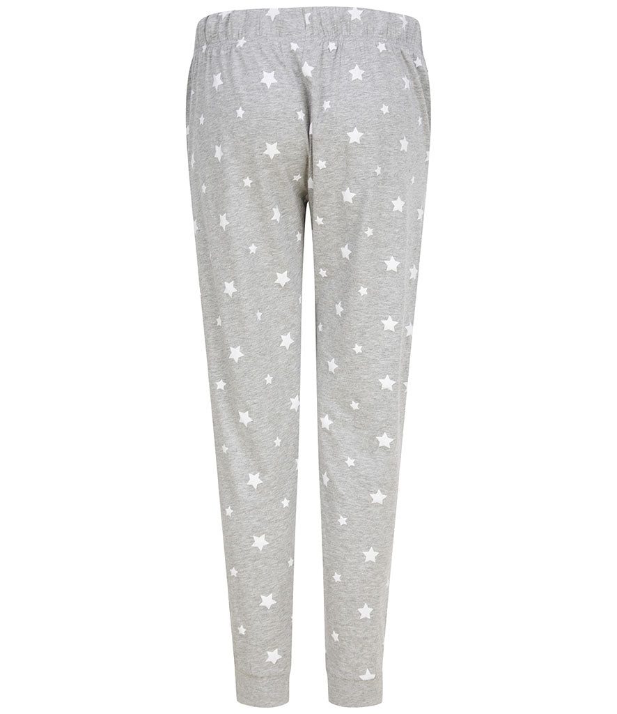 Ladies Lounge Pants-Navy/White snow flakes