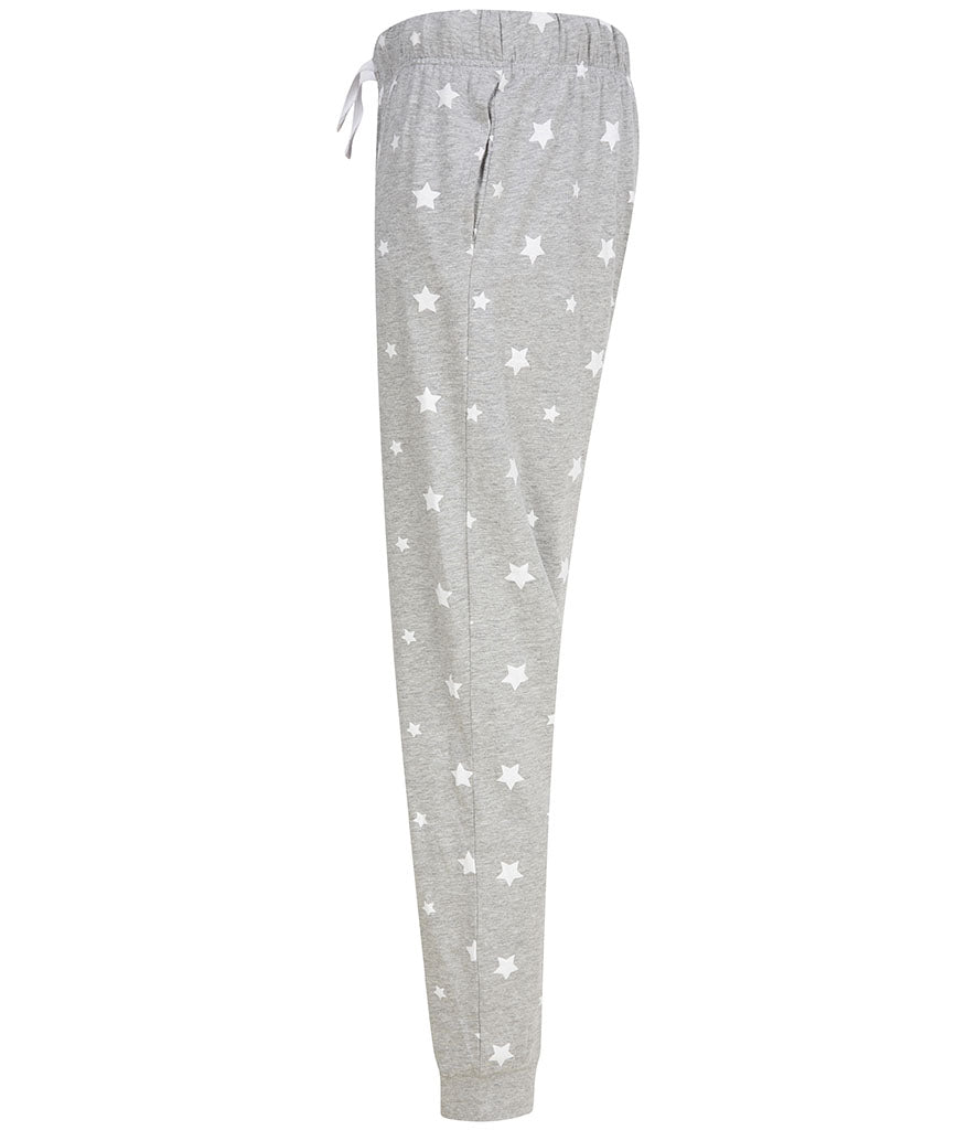 Ladies Lounge Pants-Navy/White snow flakes