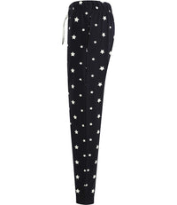 Ladies Lounge Pants-Navy/White snow flakes