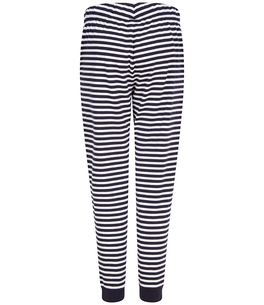 Ladies Lounge Pants-Navy/white stripes