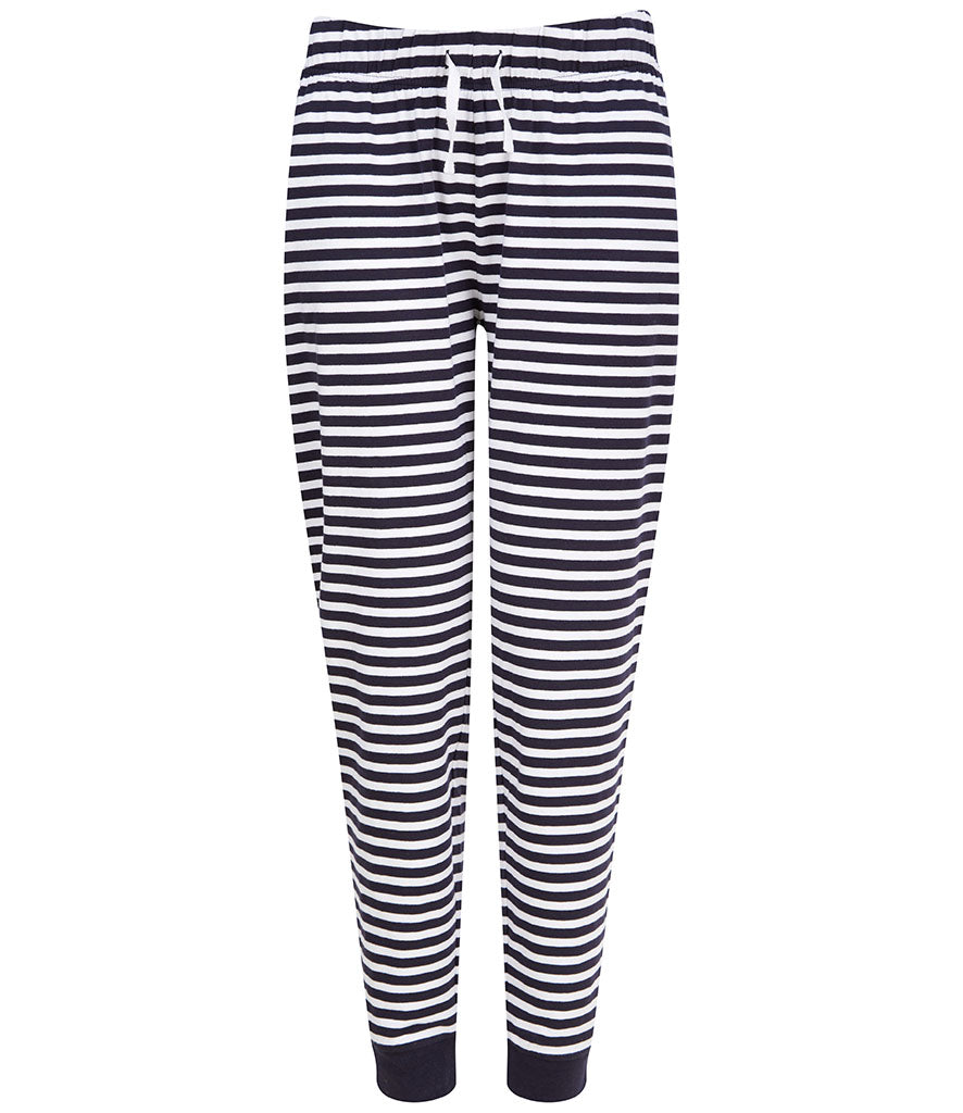 Ladies Lounge Pants-Navy/white stripes