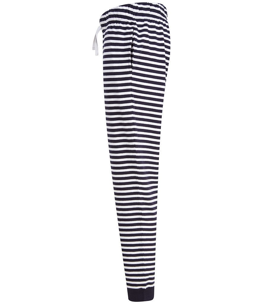 Ladies Lounge Pants-Navy/white stripes