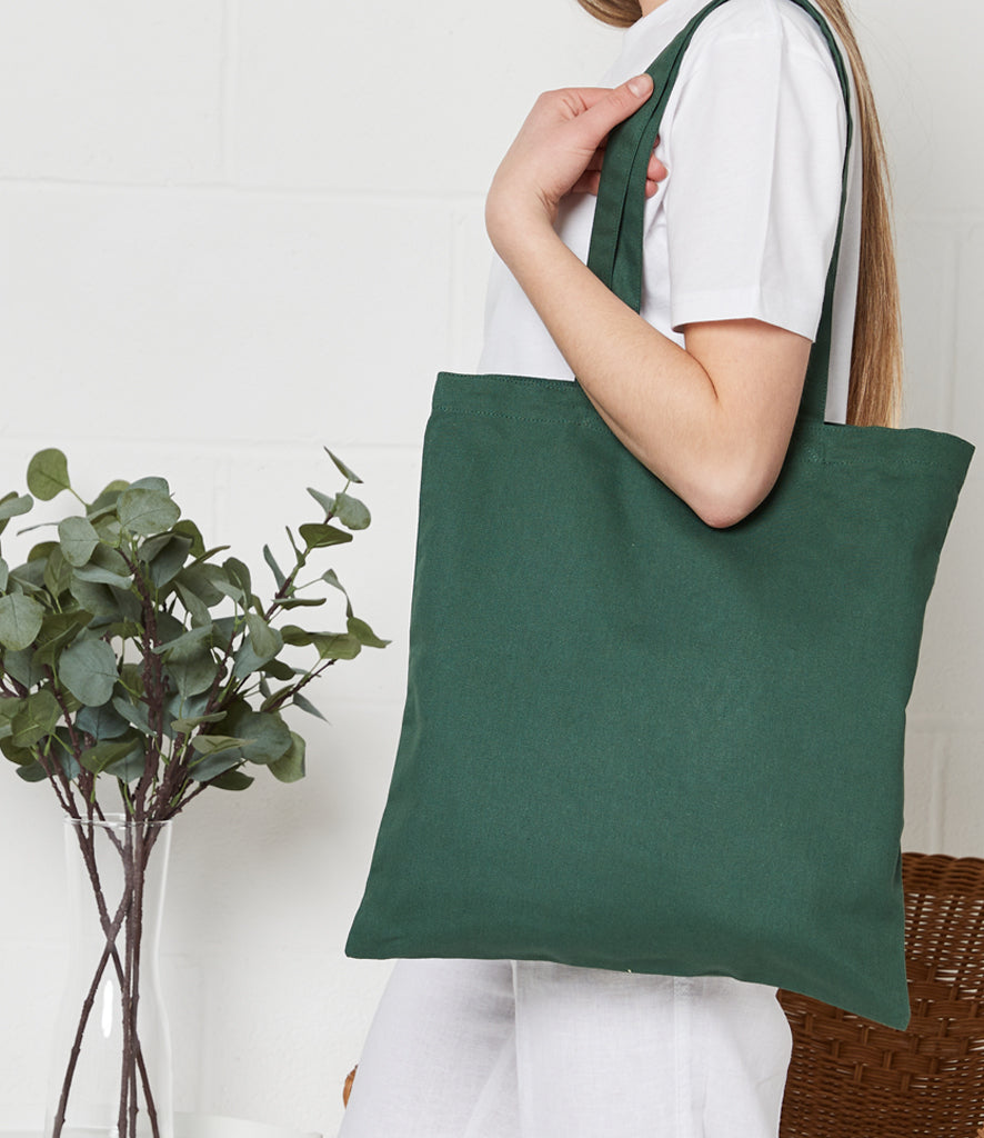 Basic Cotton Canvas Tote Bags with Over the Shoulder Long Handles