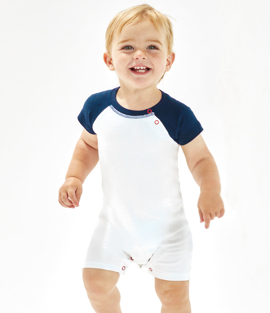 Baby romper Playsuit (Baby Bugz)White/navy Marl-3-6m