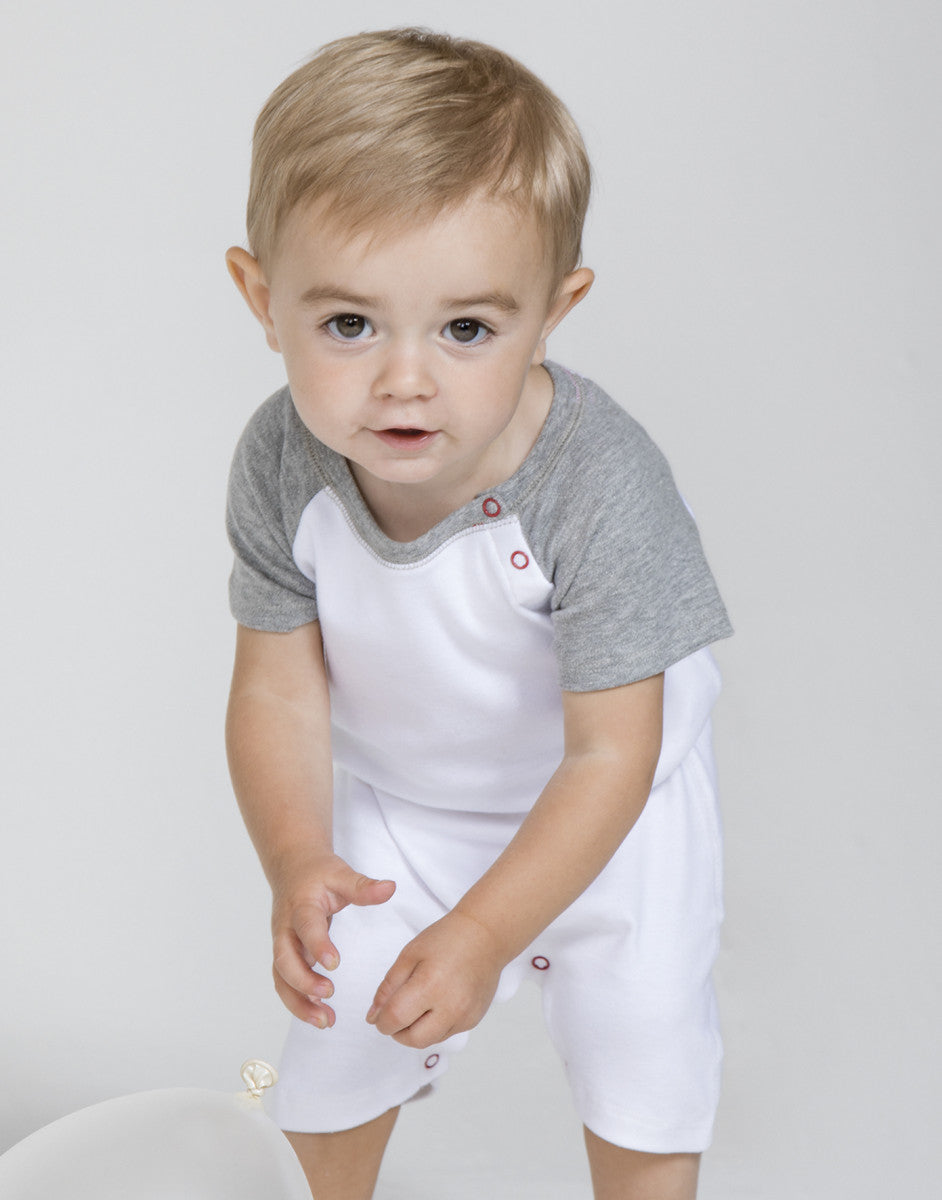 Baby romper Playsuit (Baby Bugz)White/Heather